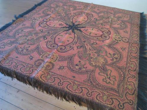 Vintage tafelkleed, jaren 30, roestbruin en zwart, 93x100cm, Huis en Inrichting, Keuken | Textiel, Zwart, Ophalen of Verzenden
