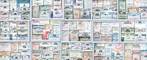 Groot lot verzameling +140 verschillende oude waardepapieren, Verzamelen, Complete verzamelingen en Collecties, Ophalen of Verzenden