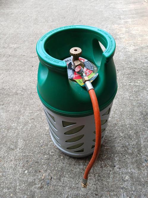 Benegas fles en HD-gasslang met slangbreukbeveiliging, Caravans en Kamperen, Kampeeraccessoires, Zo goed als nieuw, Ophalen