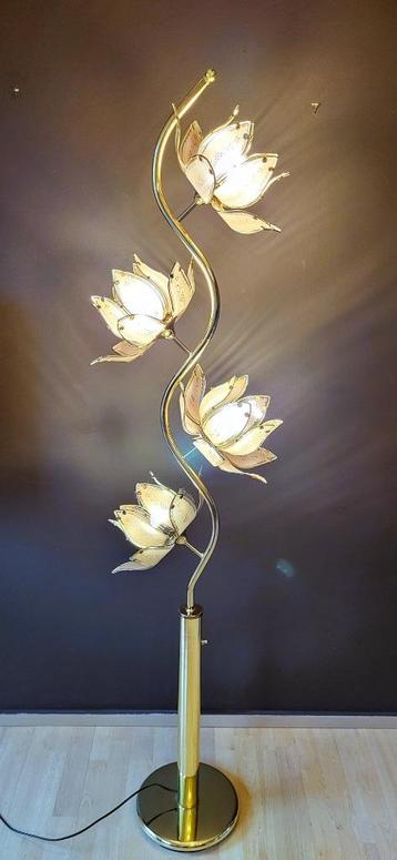 ✔️Hollywood Regency Lotus Flower vloerlamp beschikbaar voor biedingen