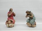 Koppel geknielde houten engelen, polychroom, Antiek en Kunst, Antiek | Religieuze voorwerpen, Ophalen