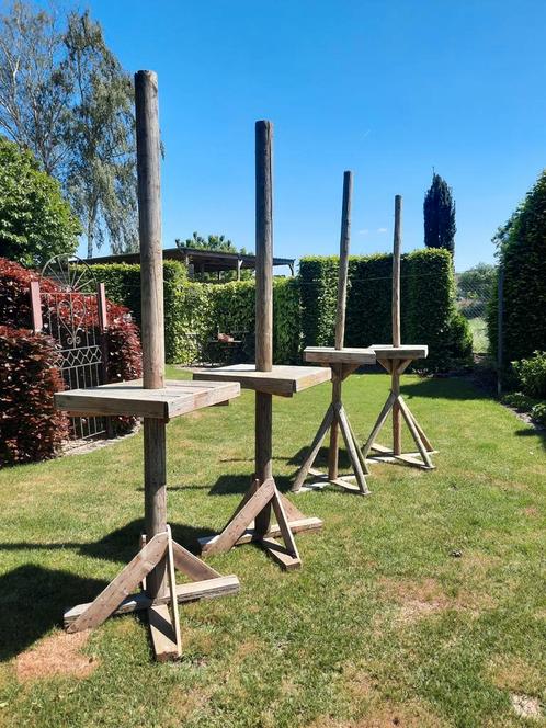 Houten staantafels gemaakt uit palletenhout, Huis en Inrichting, Tafels | Statafels, Zo goed als nieuw, Ophalen