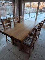 Klassieke eiken tafel 200 x 90 met 6 stoelen, Antiek en Kunst, Ophalen
