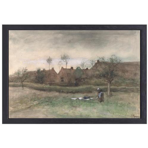 Bleekveldje - Anton Mauve canvas + baklijst 70x50cm, Huis en Inrichting, Woonaccessoires | Schilderijen, Tekeningen en Foto's