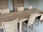 Complete eetkamer in massief wit eikenhout, Huis en Inrichting, Complete eetkamers, 4 tot 6 stoelen, Gebruikt, Ophalen