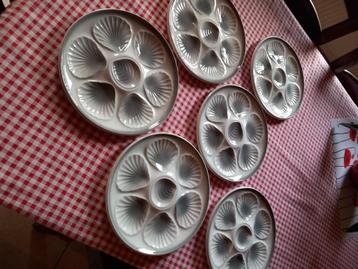 Vintage assiettes à huitres années '70 MOULIN DES LOUPS beschikbaar voor biedingen