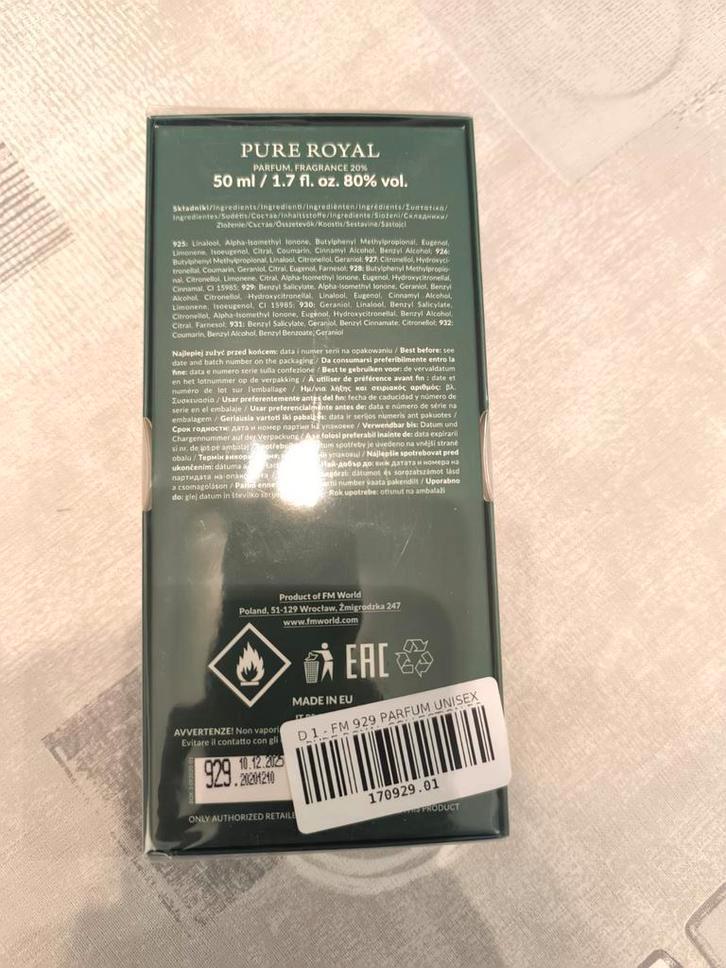 FM parfum nummer 929, Handtassen en Accessoires, Uiterlijk | Parfum, Nieuw, Ophalen of Verzenden