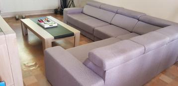 Corner seat grey colour,coffe table and tv kast.barely used., Maison & Meubles, Enlèvement ou Envoi, Comme neuf