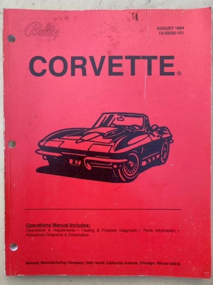 BALLY CORVETTE MANUAL, Verzamelen, Automaten | Flipperkasten, Zo goed als nieuw, Dot-matrix, Flipperkast, Bally, Ophalen of Verzenden