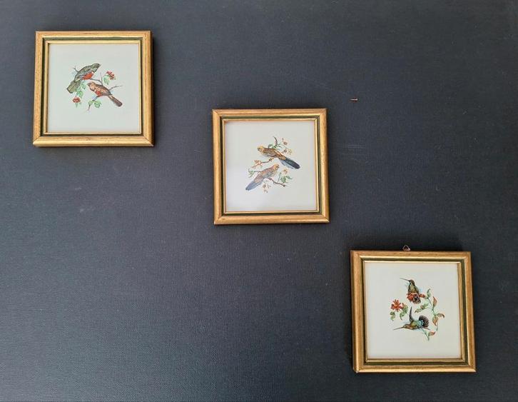 Oude tegeltjes Hemiksem tropische vogels, Antiek en Kunst, Kunst | Overige Kunst, Ophalen of Verzenden