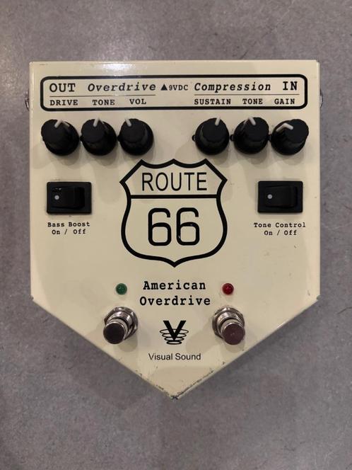 Visual Sound Route 66 V2 overdrive + compressor, Muziek en Instrumenten, Effecten, Gebruikt, Distortion, Overdrive of Fuzz, Compressor