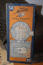 WW2 Michelin-kaart nr.58 „Brest - Quimper”, herzien in 1938., Verzamelen, Verzenden, Landmacht, Kleding of Schoenen