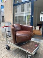 Superbe siège vintage pivotant en cuir marron, Maison & Meubles, Fauteuils, Enlèvement, Comme neuf, Cuir, Vintage