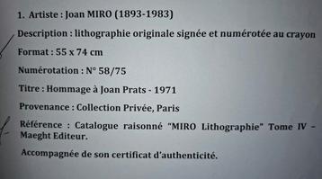 Exceptionnelle lithographie numérotée de Miro, Enlèvement