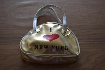 Handtasje I love new york goud 18 x 12 cm