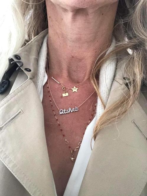Collier Thea Jewelry or rose et diamants blancs, Handtassen en Accessoires, Kettingen, Nieuw, Goud, Goud, Met edelsteen, Ophalen of Verzenden