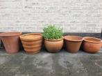 5x bruine terracotta pot bloempot pot voor tuin terras mooi!, Tuin en Terras, Ophalen of Verzenden, Terracotta, Tuin