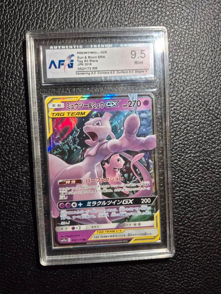 Pokémon mewtwo gx full art sun & moon tag team AFG 9,5 mint, Hobby en Vrije tijd, Verzamelkaartspellen | Pokémon, Ophalen of Verzenden