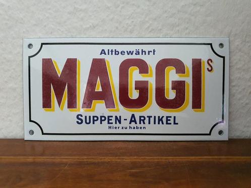 Emaille Schild MAGGI Soep Reclamebord Oud Duits Vintage Bord, Verzamelen, Merken en Reclamevoorwerpen, Gebruikt, Reclamebord, Verzenden