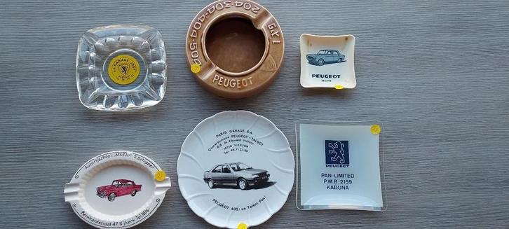 6 unieke asbakken van Peugeot (Nigeria, Israël, Frankrijk..), Verzamelen, Complete verzamelingen en Collecties, Verzenden