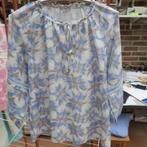 Blouse zijde print blauw grijs Hemisphere mt 42, Maat 42/44 (L), Ophalen of Verzenden, Zo goed als nieuw, Blauw