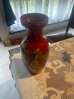 Bruine vaas met bloem, Ophalen, Zo goed als nieuw, Glas