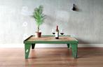 salontafel van staal en hout, Gebruikt, 100 tot 150 cm, Vintage, industrieel, Rechthoekig