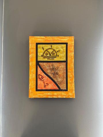 Kleurrijk abstract schilderij – reliëf in tribal stijl 30/40 beschikbaar voor biedingen