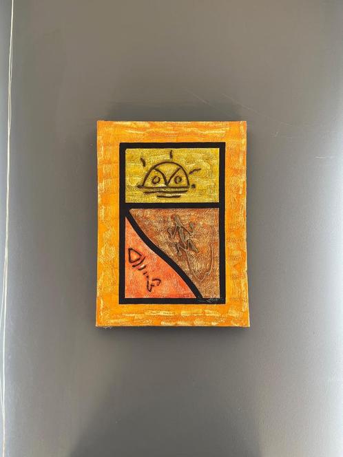 Kleurrijk abstract schilderij – reliëf in tribal stijl 30/40, Antiek en Kunst, Kunst | Schilderijen | Abstract, Ophalen