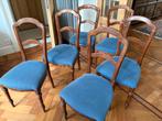 Chaises de salle à manger anciennes, Maison & Meubles, Chaises, Antiek, Enlèvement, Bleu, Tissus