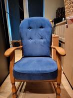 Magnifique fauteuil en bois massif. Coussin bleu marine ., Maison & Meubles, Fauteuils, Bois, Enlèvement