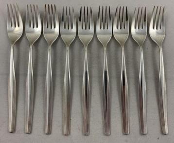 WMF Hannover Lot de 9 fourchettes de table en métal argenté 