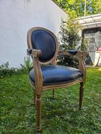 MAISONS DU MONDE - CHAISE LOUIS ACCOUDOIRS - CUIR NOIR -75%, Huis en Inrichting, Stoelen, Ophalen, Gebruikt, Zwart, Hout