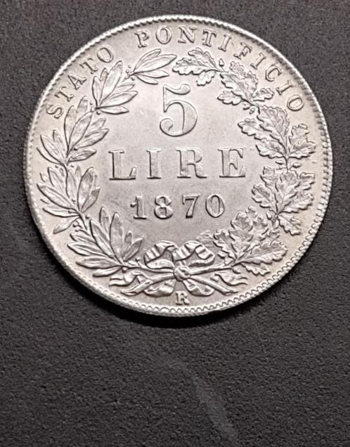 5 Lire 1870 Stato Pontificio KOPIE, Postzegels en Munten, Munten | Europa | Niet-Euromunten, Losse munt, Italië, Ophalen of Verzenden