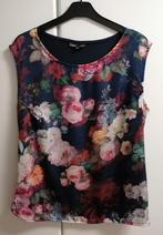 Donkerblauw topje met pastel bloemen van Groggy, XL, Kleding | Dames, Topjes, Ophalen of Verzenden, Zo goed als nieuw, Blauw