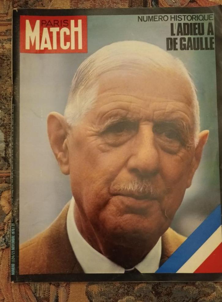 PARIS MATCH Historique : L'Adieu à DE GAULLE . N 1124 1970, Verzamelen, Tijdschriften, Kranten en Knipsels, Ophalen of Verzenden