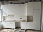 Keuken Jette + kookplaat + koelkast + diepvriezer, Ophalen, Gebruikt, Wit, Enkelwandige keuken