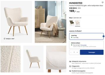 Fauteuil zetel wit - eenzit - teddy stof beschikbaar voor biedingen