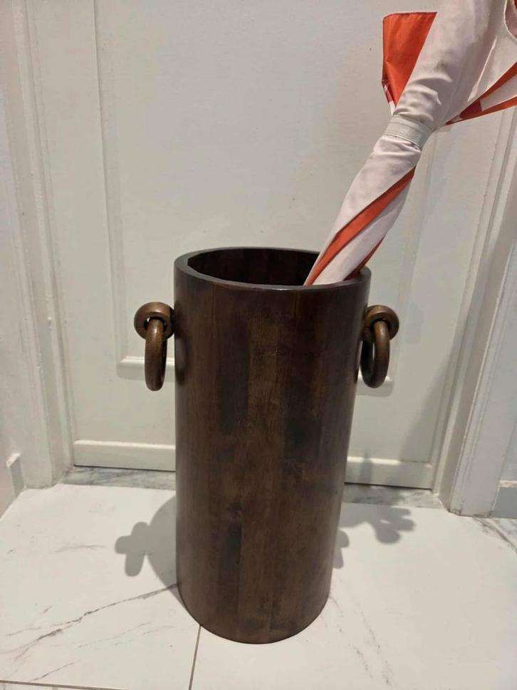 Brutalist Wooden Umbrella Stand – French 1950s, Antiek en Kunst, Kunst | Beelden en Houtsnijwerken, Ophalen of Verzenden