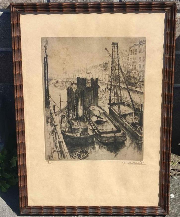 Eau forte marine signe désire naeyaert, Antiek en Kunst, Kunst | Etsen en Gravures, Ophalen of Verzenden