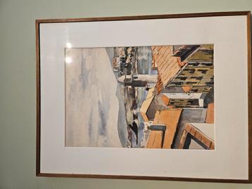 Aquarel getekend  beschikbaar voor biedingen