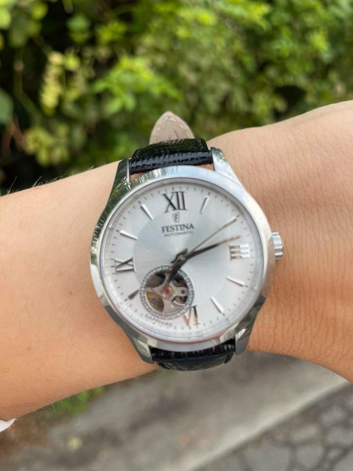 Automatische Festina dameshorloge, Handtassen en Accessoires, Horloges | Dames, Gebruikt, Polshorloge, Overige merken, Zilver