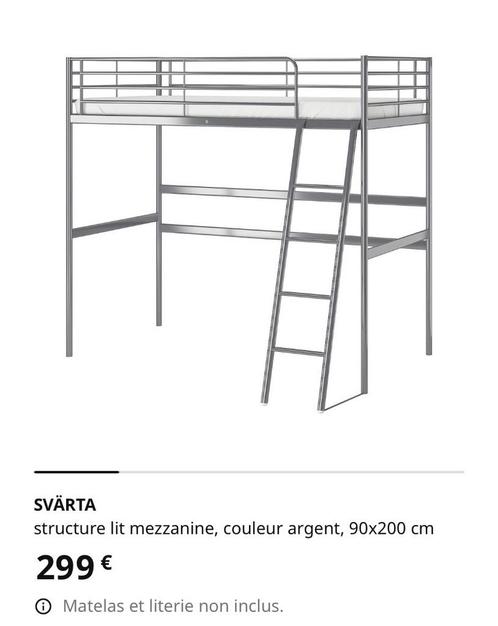 IKEA metalen hoogslaper (200 x 90 cm) antracietgrijs, Huis en Inrichting, Slaapkamer | Stapelbedden en Hoogslapers, Nieuw, Hoogslaper