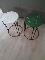 2 krukjes h. 45 cm dia 29 cm, Huis en Inrichting, Tafels | Bijzettafels, Metaal of Aluminium, Rond, Zo goed als nieuw, Ophalen