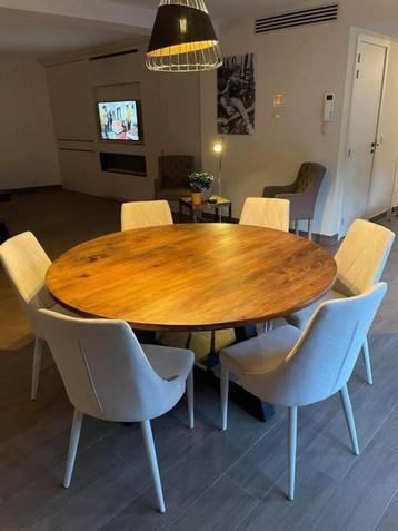 Ronde massief houten tafel – handgemaakt – 140 cm beschikbaar voor biedingen