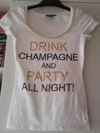 Tshirt korte mouw-wit-met tekst Champagne-maat S-Coolcat, Manches courtes, Taille 36 (S), Comme neuf, Coolcat