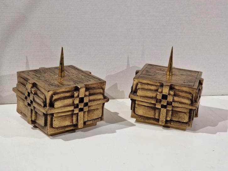 Art Grosse brutalist bronzen kandelaars , kaarshouder, Antiquités & Art, Antiquités | Bronze & Cuivre, Bronze, Enlèvement ou Envoi