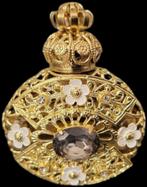 Art Deco Parfum Flesje Goudtoon Edelsteen Flacon Filigrain, Antiek en Kunst, Verzenden