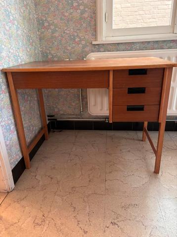 Scandinavisch licht teak vintage bureau jaren 70, Ophalen, Gebruikt, Bureau