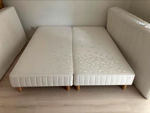 Boxspring, Huis en Inrichting, Slaapkamer | Slaapbanken, Gebruikt, 180 cm, 200 cm, Tweepersoons, Beige, Ophalen